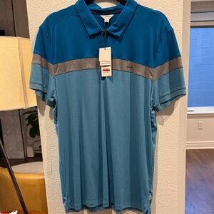 Calvin Klein Men's Blue and Gray Polo Shirt